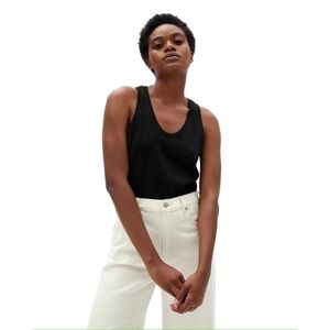Everlane Tank Top Womens Large Black The Re Cotton Racerback Sleeveless Scoop